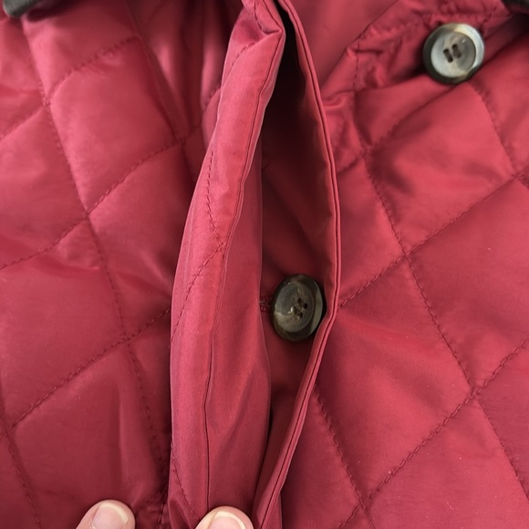 Vintage Carlisle maroon quilted barn jacket removable brown collar pockets - Picture 16 of 16